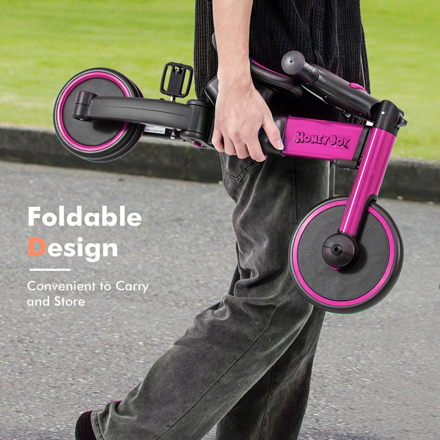 4-in-1 Kids Tricycle with Adjustable Parent Push Handle and Detachable Pedals
