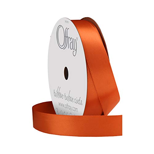 5/8&#x22; Wide Single Face Satin Ribbon, Torrid Orange, 6 Yds
