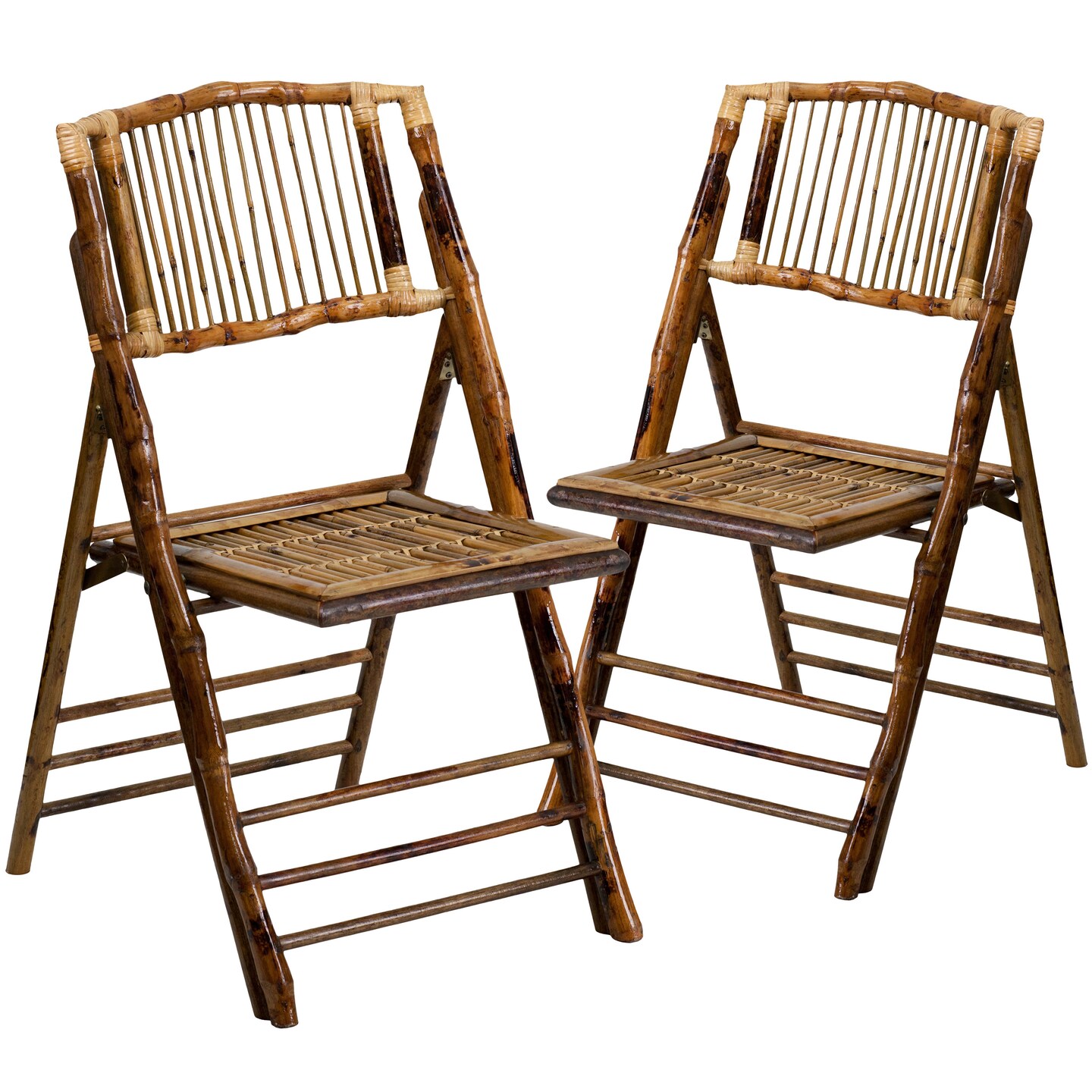 Emma and Oliver Bamboo Folding Chairs | Set of 2 Bamboo Wood Folding Chairs