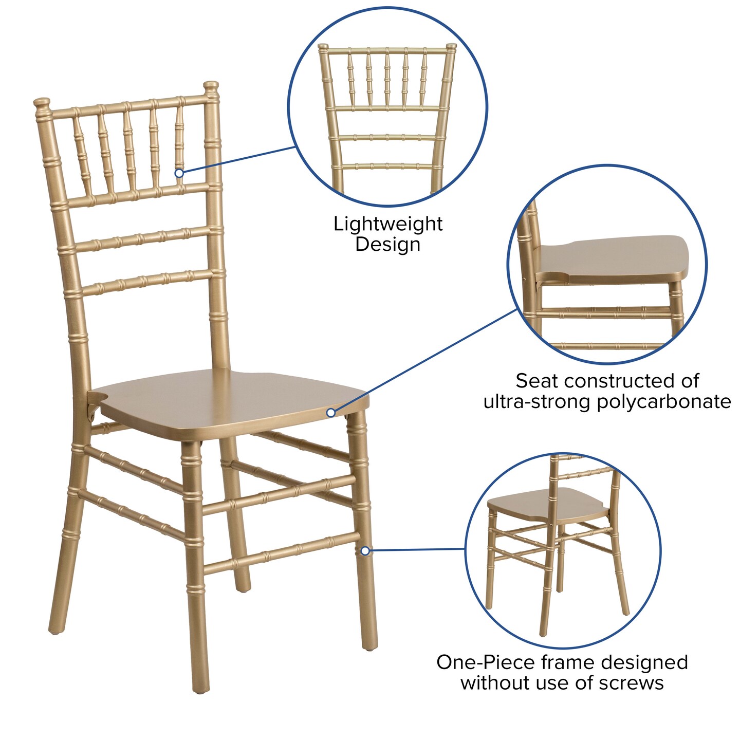 Emma and Oliver Wedding &#x26; Event Wood Chiavari Dining Chair