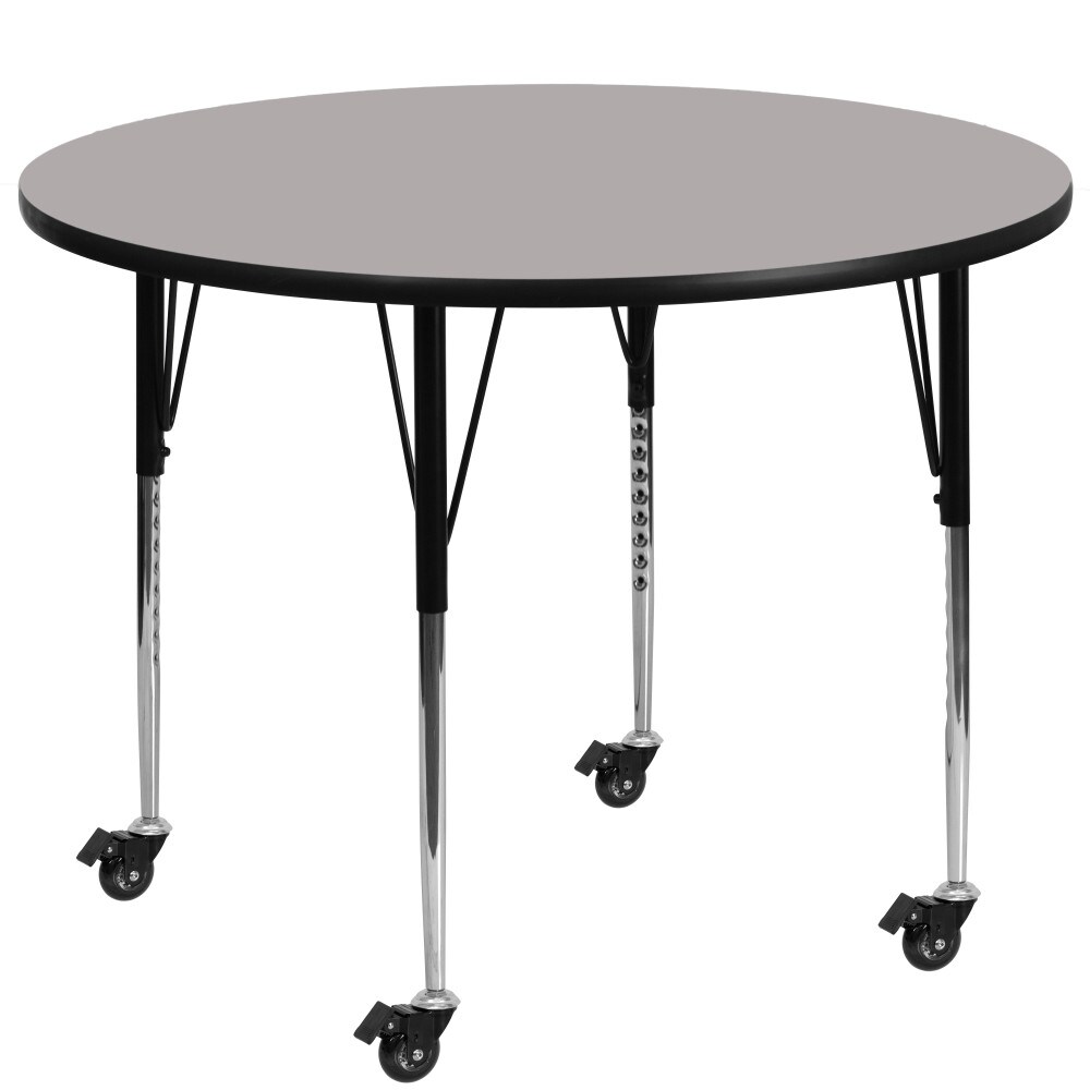 Emma and Oliver Mobile 48" Round HP Laminate Adjustable Activity Table
