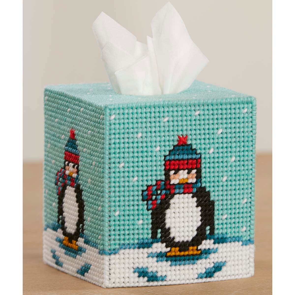 Herrschners  Chilly Penguins Tissue Box Plastic Canvas Kit