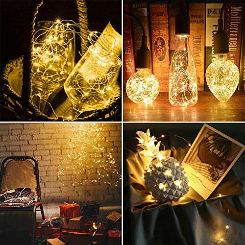 10 Pck Fairy Lights, LED Fairy Lights Battery Operated,7 Feet 20 LED Flexible Firefly Mason Jar Lights Mini String Lights for DIY Wedding Party Bedroom Christmas Decoration (Warm White)