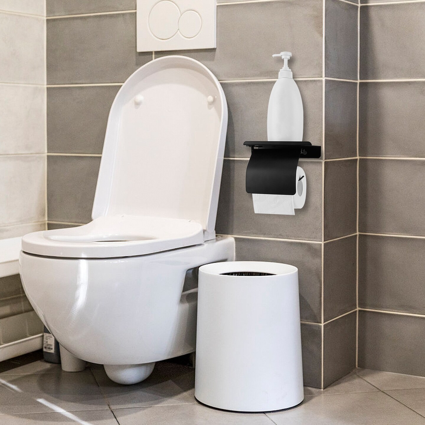Eggracks Wall Mounted Stainless Steel Toilet Paper Holder with Phone Storage Rack