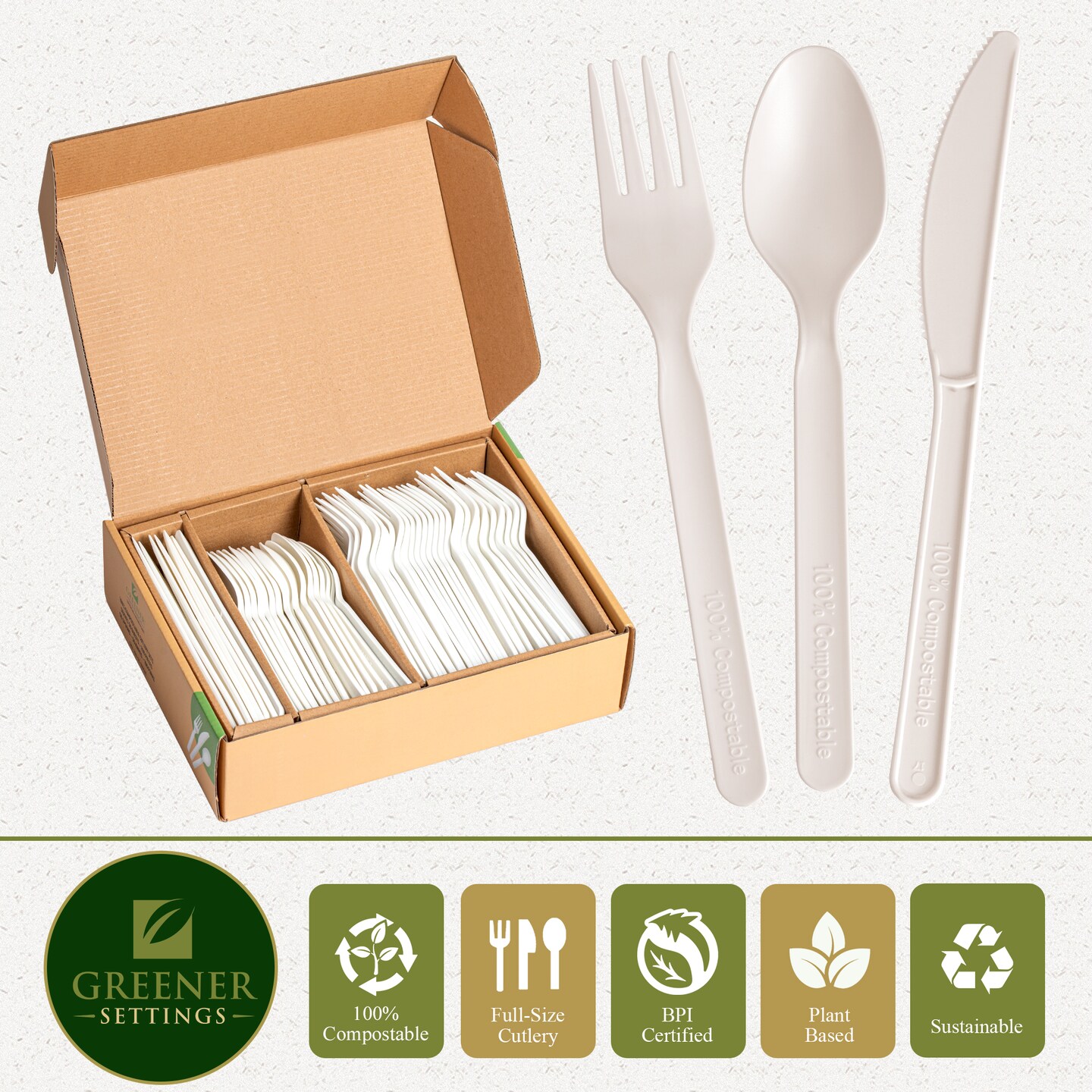 Compostable Disposable Plant Based Cutlery Set (50 Sets)