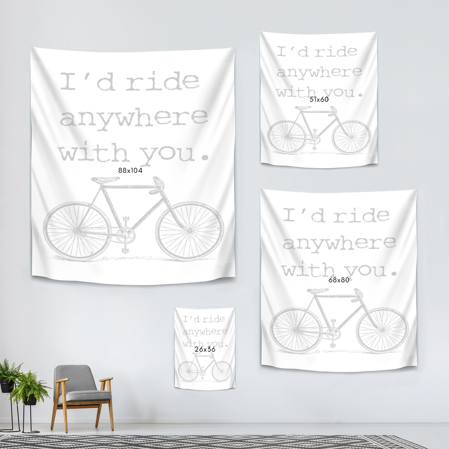 Bicycle Ride Anywhere Black by Amy Brinkman  Wall Tapestry - Americanflat