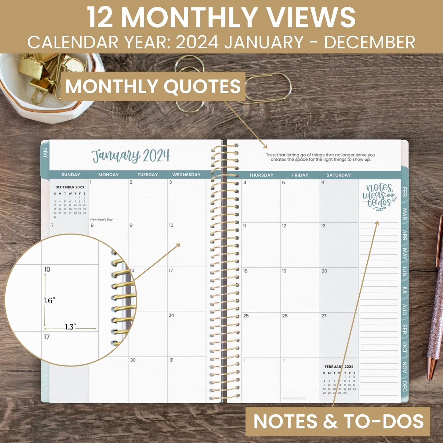 bloom daily planners 2024 Soft Cover Planner, 5.5" x 8.25", Daydream Believer, Pink & Blue
