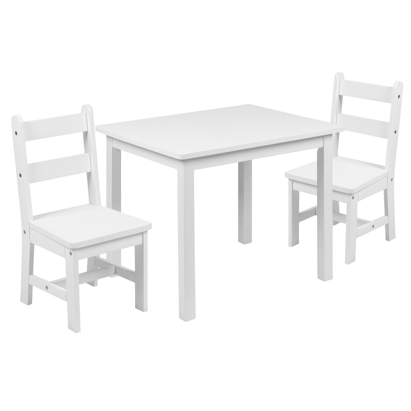 Emma and Oliver Kids 3 Piece Solid Hardwood Table and Chair Set for Playroom, Kitchen