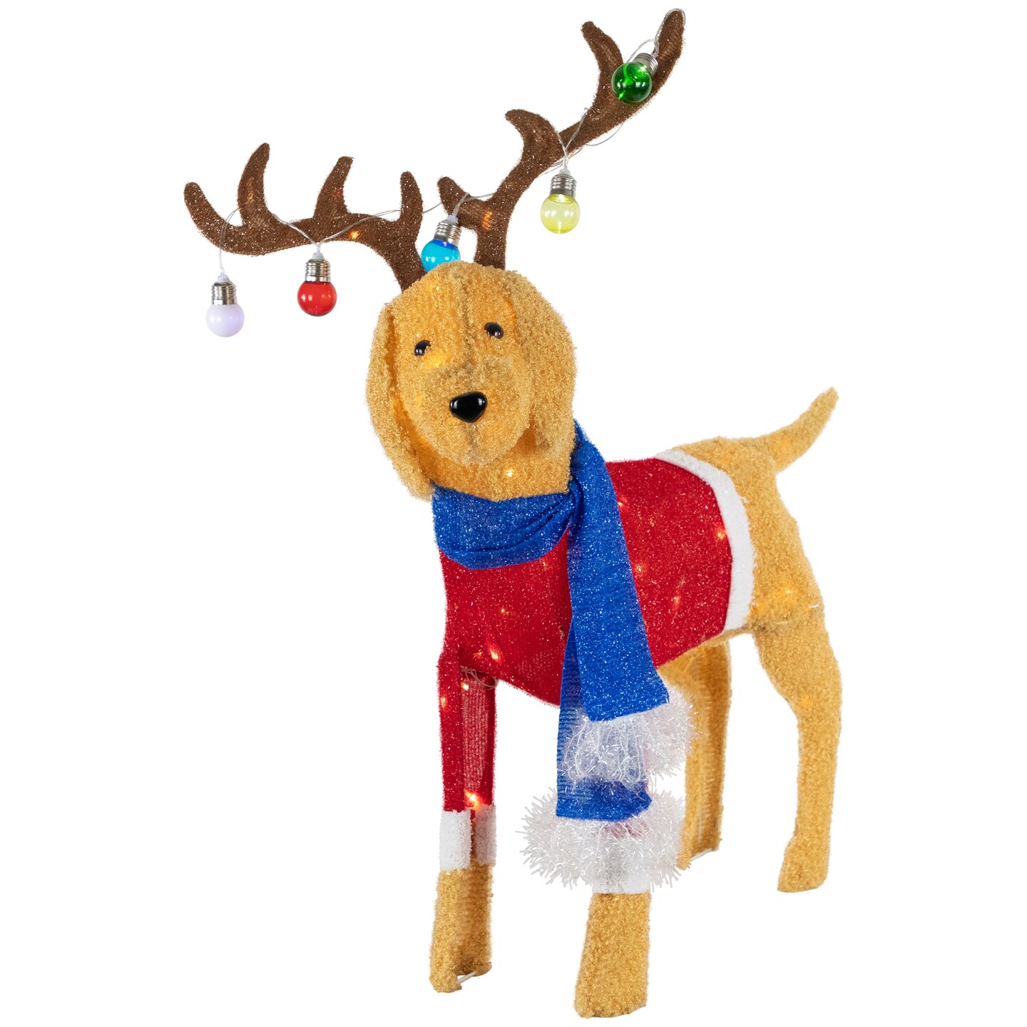 Northlight 36.5" LED Lighted Dog Wearing Antlers Christmas Outdoor Yard Decoration
