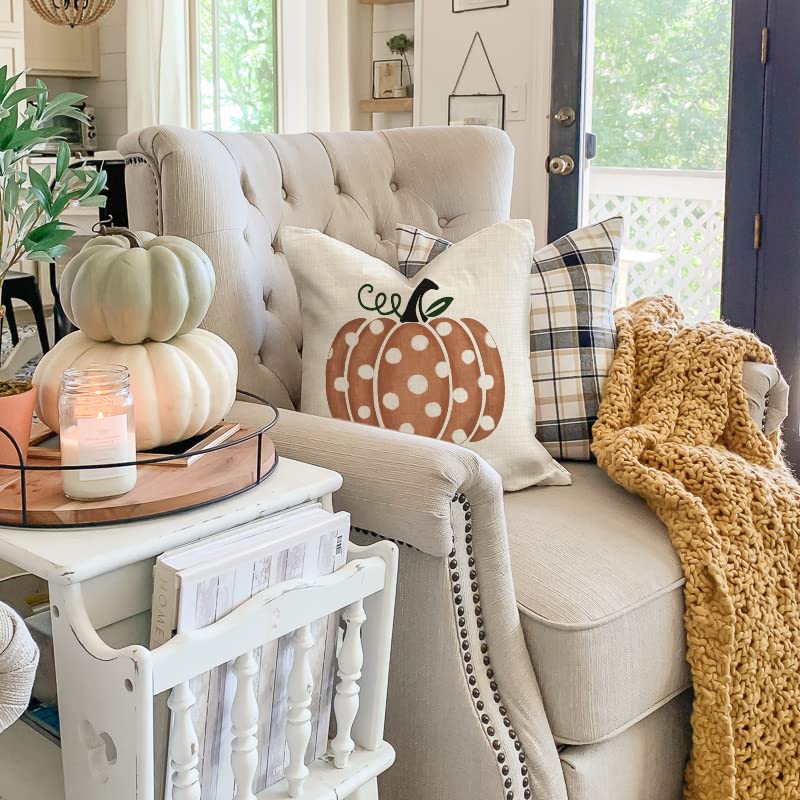 GEEORY Fall Pillow Covers 18x18 inch Polka Dots Pumpkin Throw Pillow Covers for Fall Thanksgiving Decorations Fall Party Pillows Decorative Pillow Covers for Couch Sofa