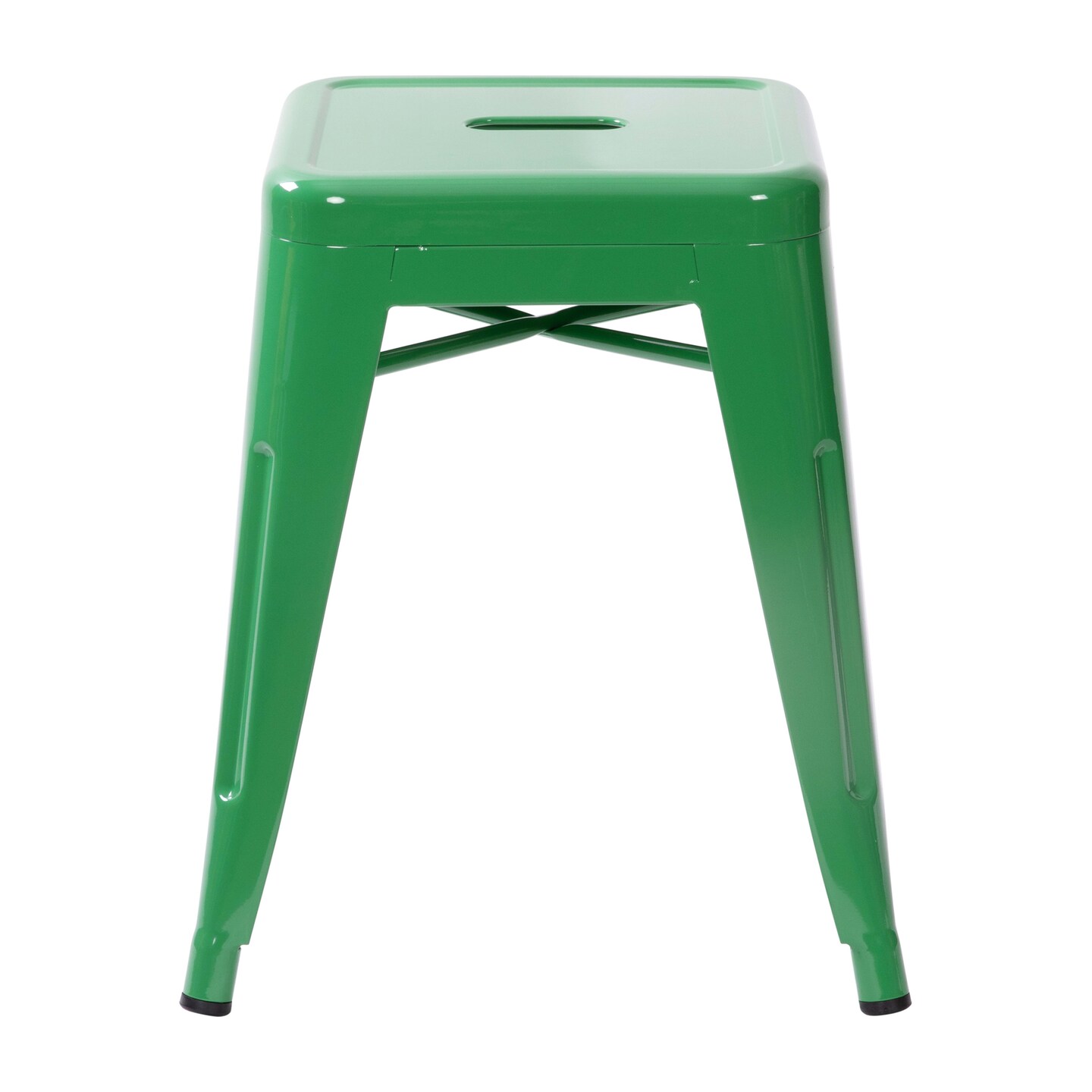 Emma and Oliver 18 Inch Table Height Indoor Stackable Metal Dining Stool-Set of 4