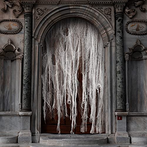 500x39 Inch Large Size Halloween Spooky Cloth-Halloween White Scary Creepy Cloth-Windows Doorways Cover Gauze for Halloween Party Haunted House Decor