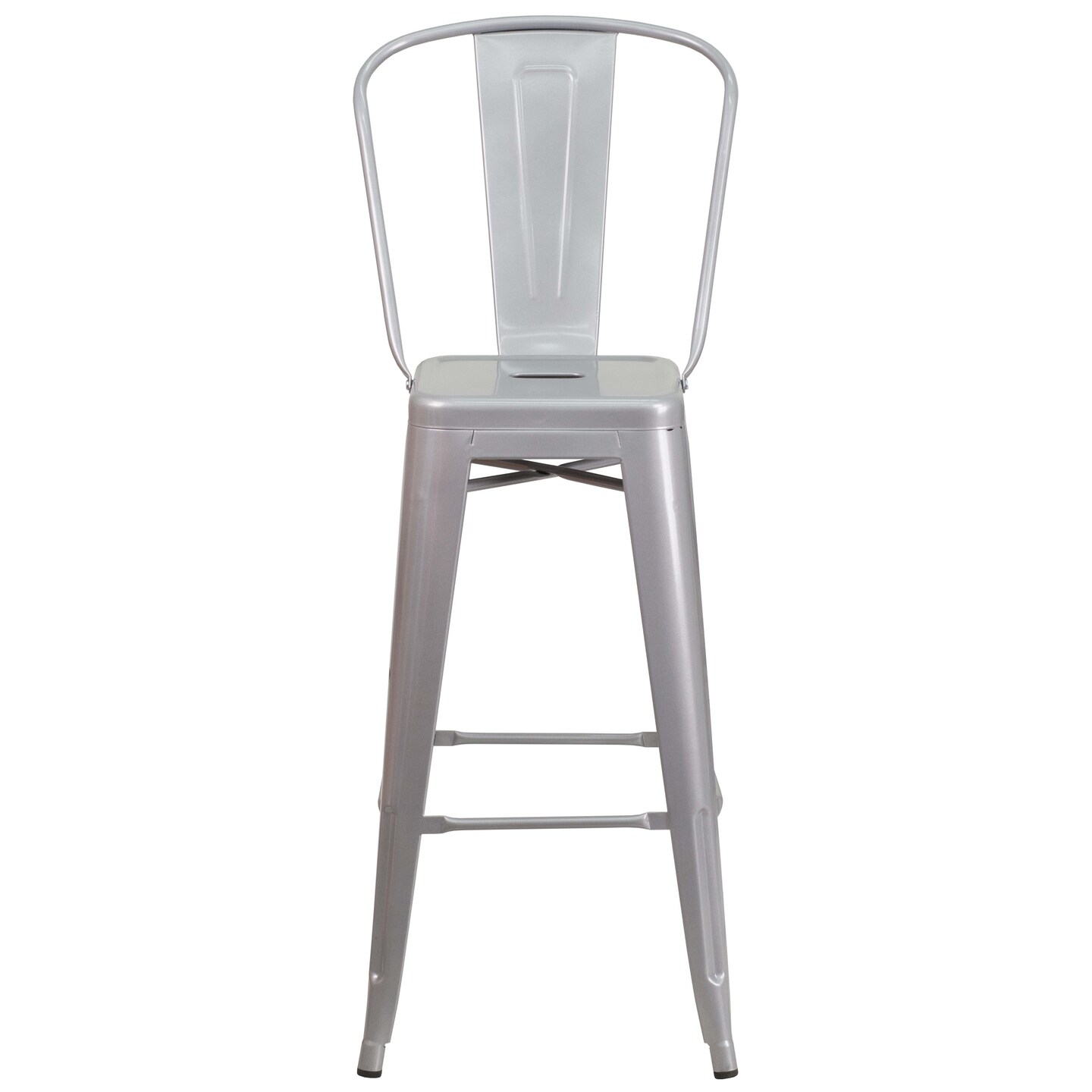 Emma and Oliver Commercial Grade 4 Pack 30&#x22; High Metal Indoor-Outdoor Barstool with Back