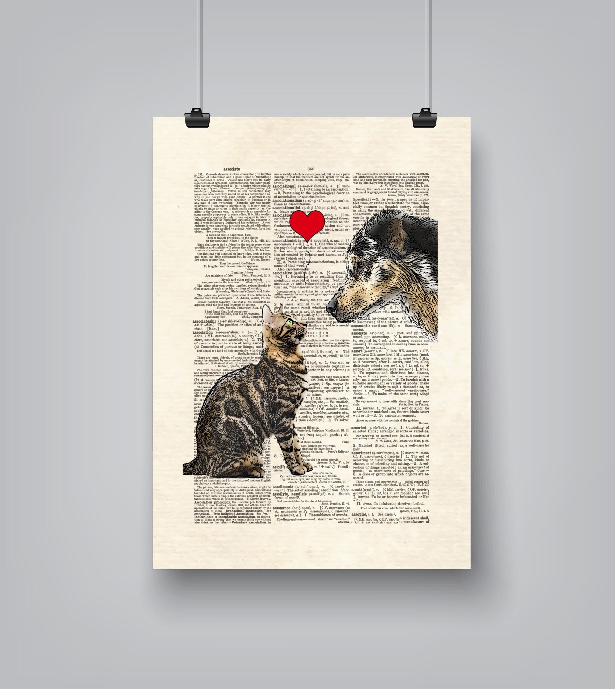 Dog-Cat Love by Matt Dinniman Poster Art Print Wall Art  - Americanflat