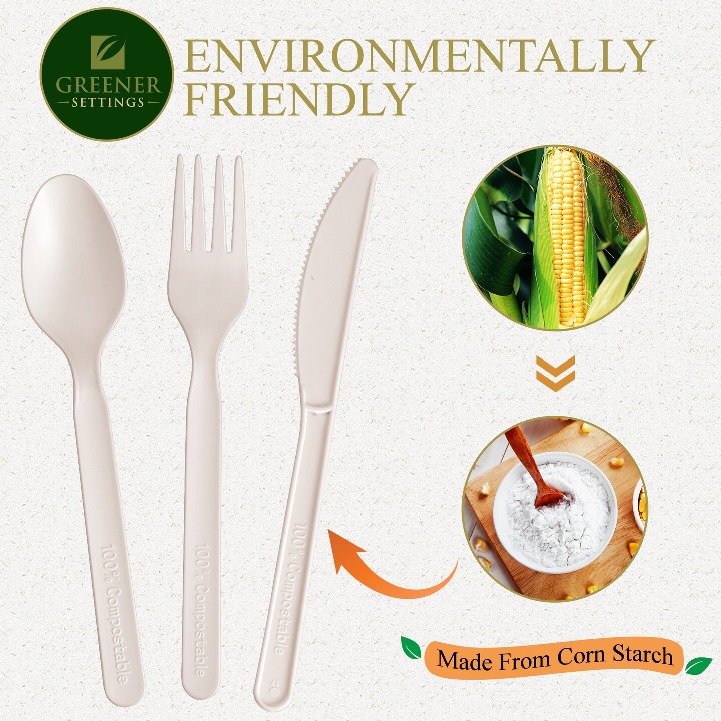 Compostable Disposable Plant Based Cutlery Set (50 Sets)