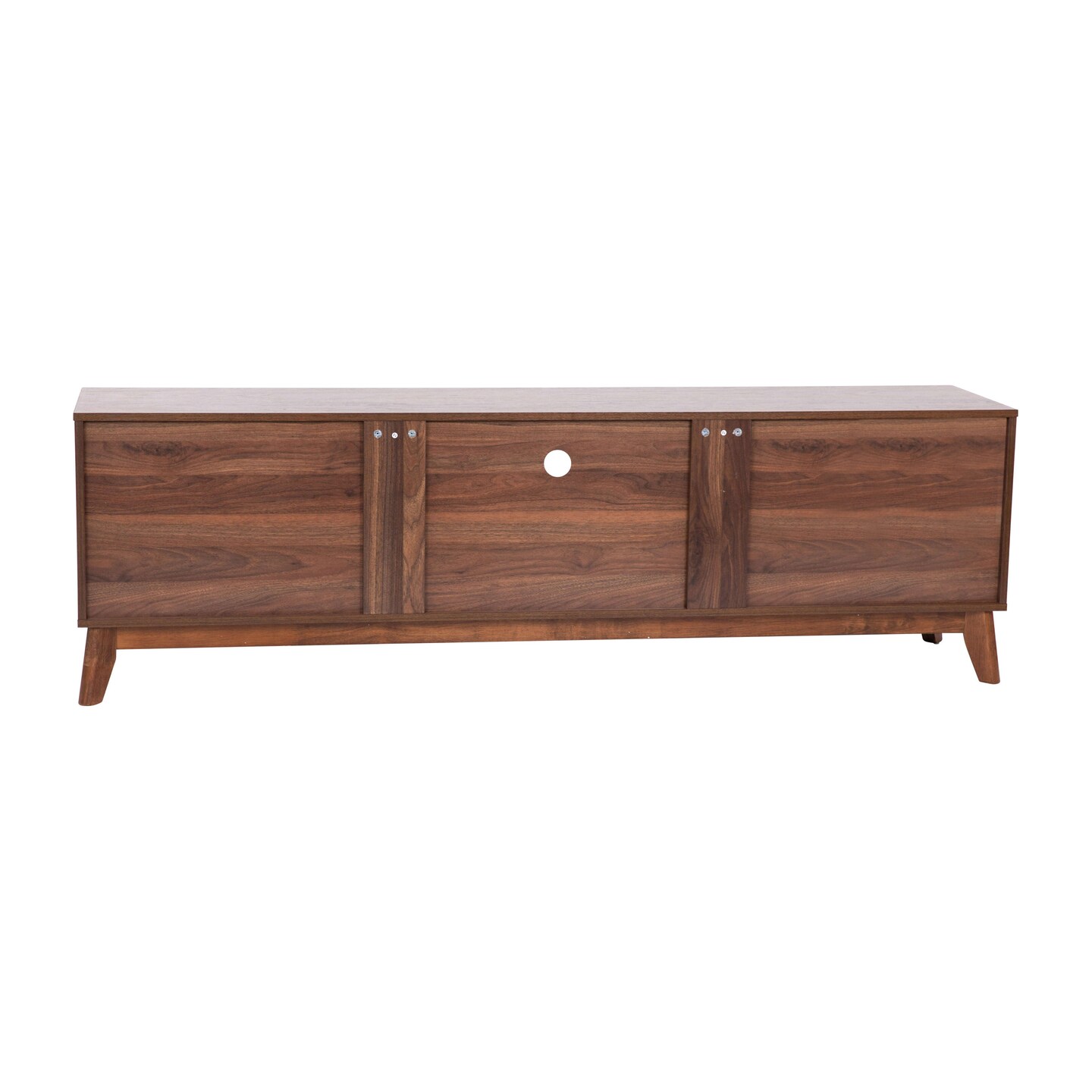 Emma and Oliver Beverly Mid-Century Modern Wooden TV Stand with Soft Close Doors, Shelf, Cord Management Hole and Tapered Legs