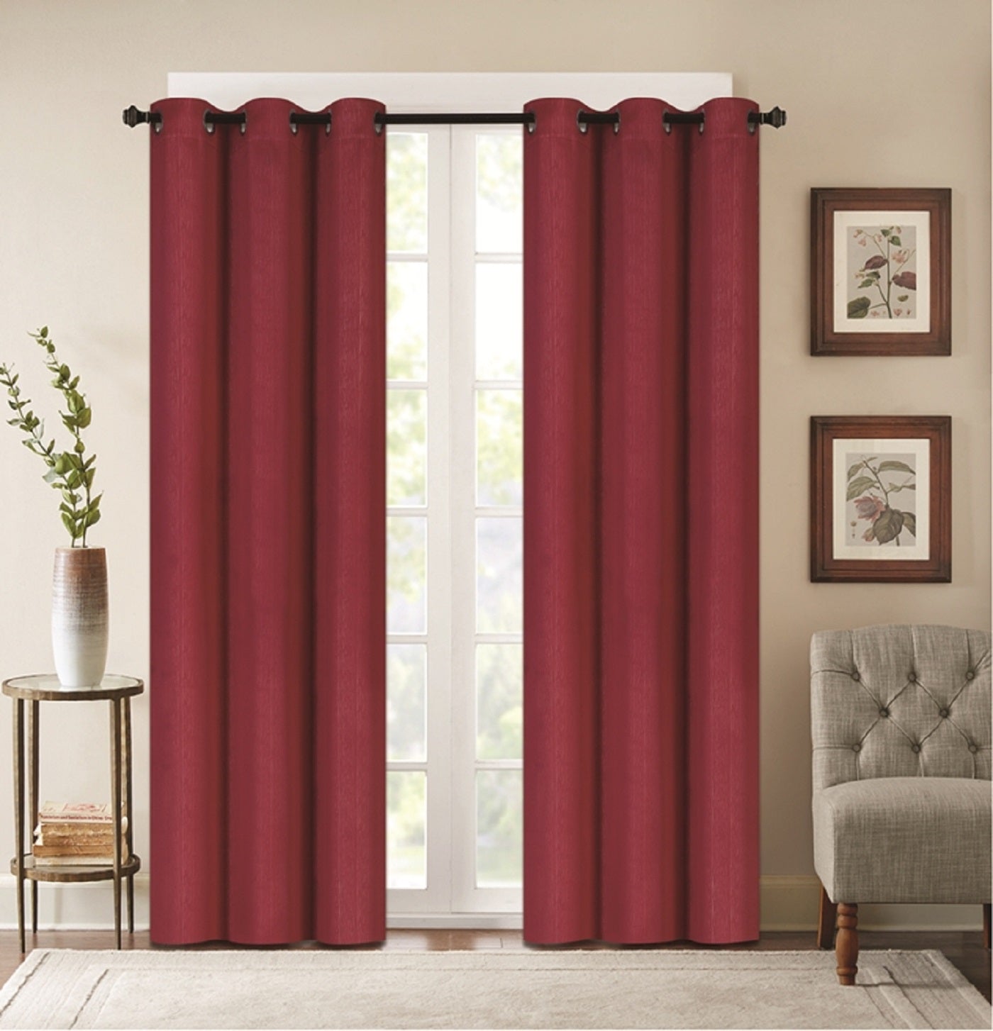 Denver Embossed Faux Silk Blackout Curtain Panel Pair