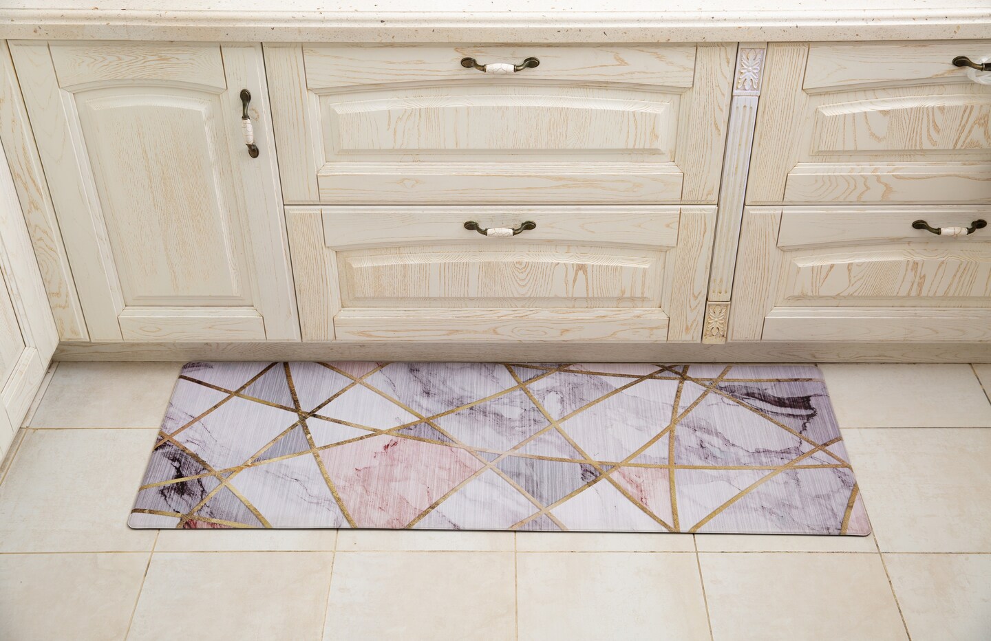 19.6 in. x 55 in. Anti-Fatigue Kitchen Runner Mat (Gold Marble)