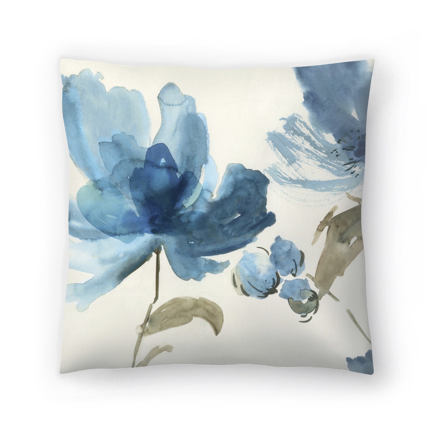 Square Watercolor Floral Throw Pillow