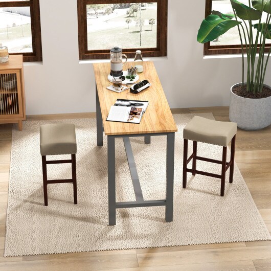 24 Inch Set of 2 Bar Stool with Curved Seat Cushions and Nail Head Trim