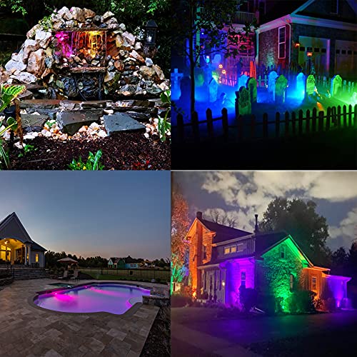 Spotlight for Yard,LED Spotlight 10W RGB Spotlight Outdoor with US Plug and Remote Control,Dimmable Colored Spotlights,Waterproof Landscape Lights,Above Ground Pool Lights(DC/AC 12V).