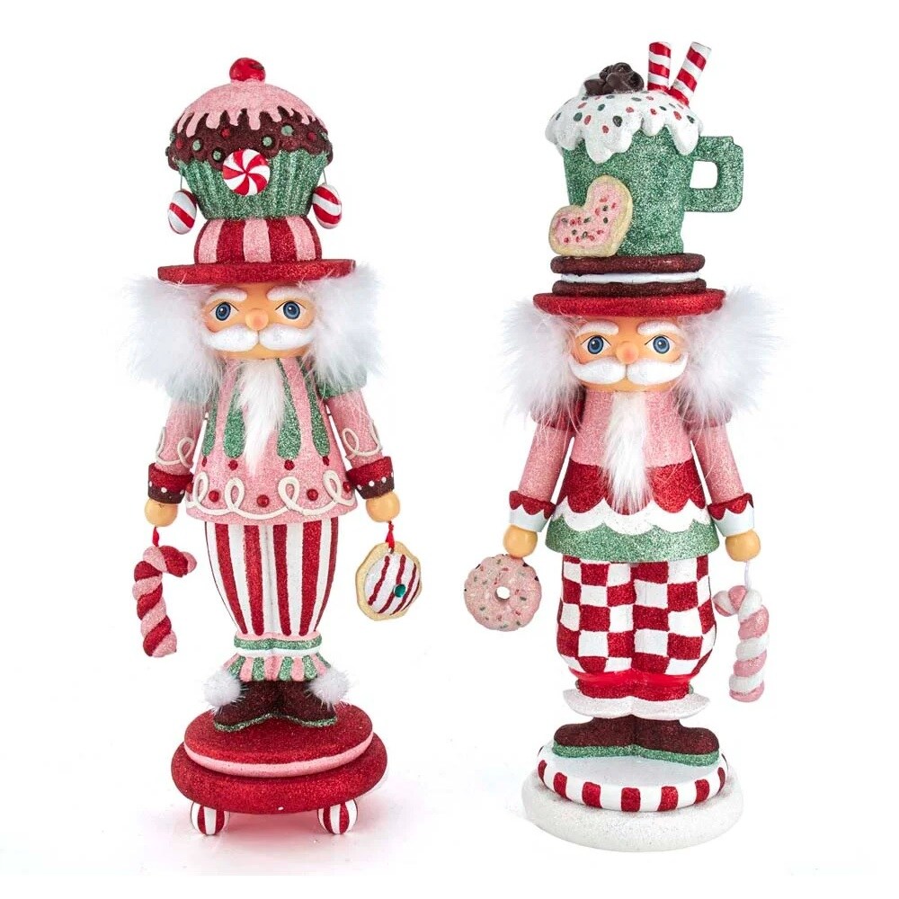 KSA 18&#x22; Red and White Candy Pattern Christmas Nutcracker