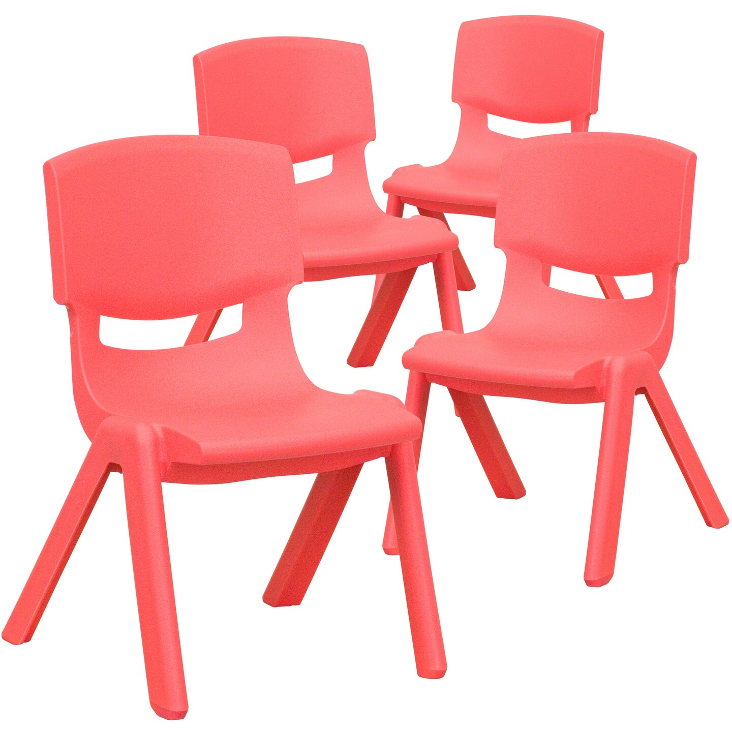 Emma and Oliver 4 Pack Plastic Stackable Pre-K/School Chairs with 10.5&#x22;H Seat