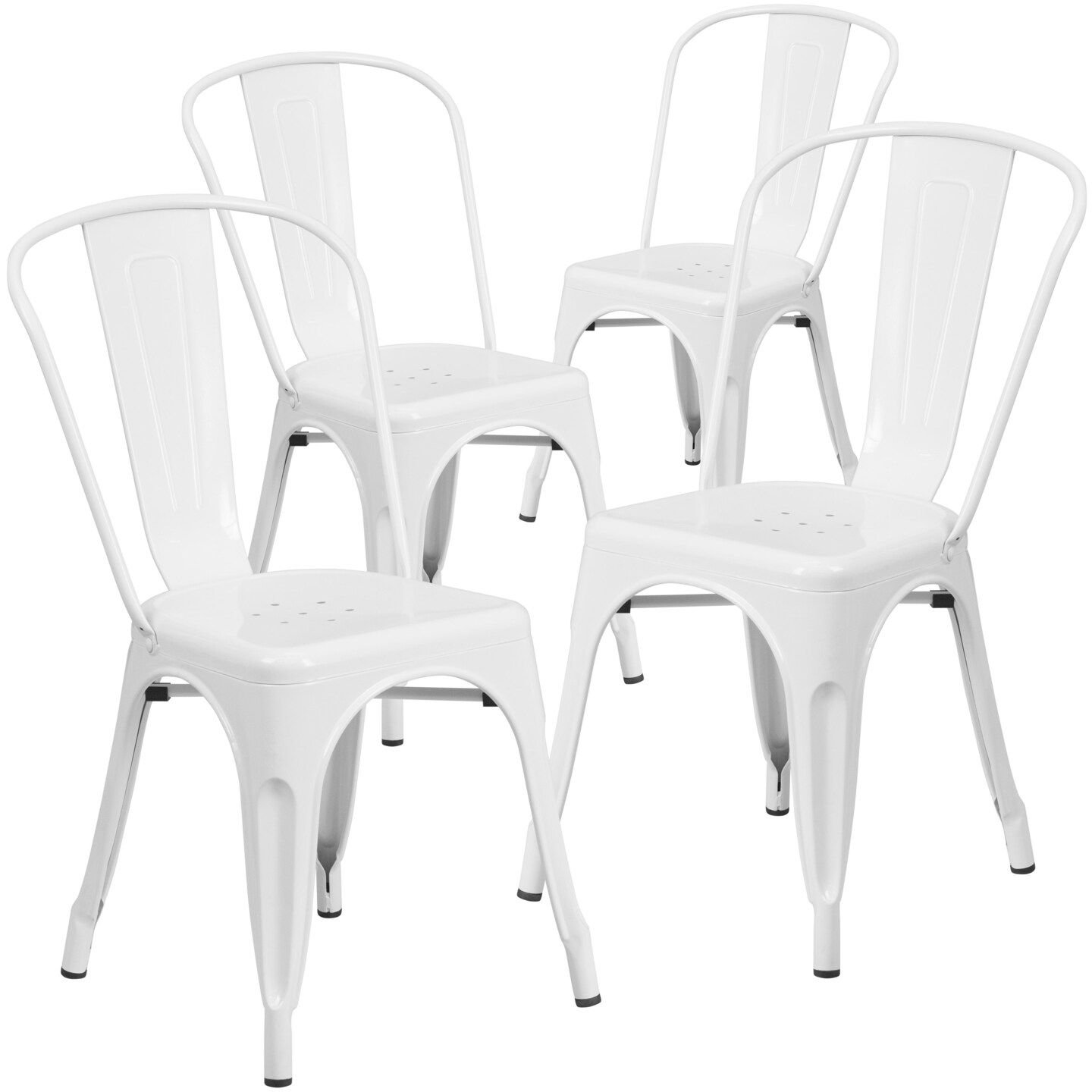 Emma and Oliver Commercial Grade 4 Pack Metal Indoor-Outdoor Stackable Chair