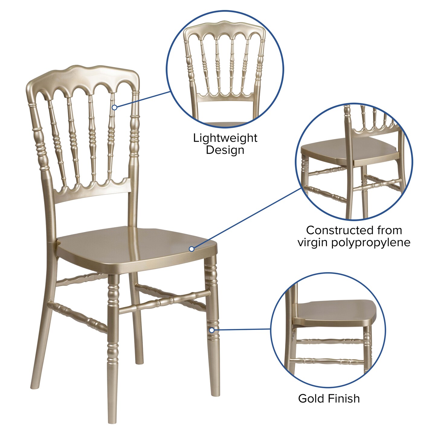 Emma and Oliver Wedding &#x26; Event Resin Stacking Napoleon Dining Chair