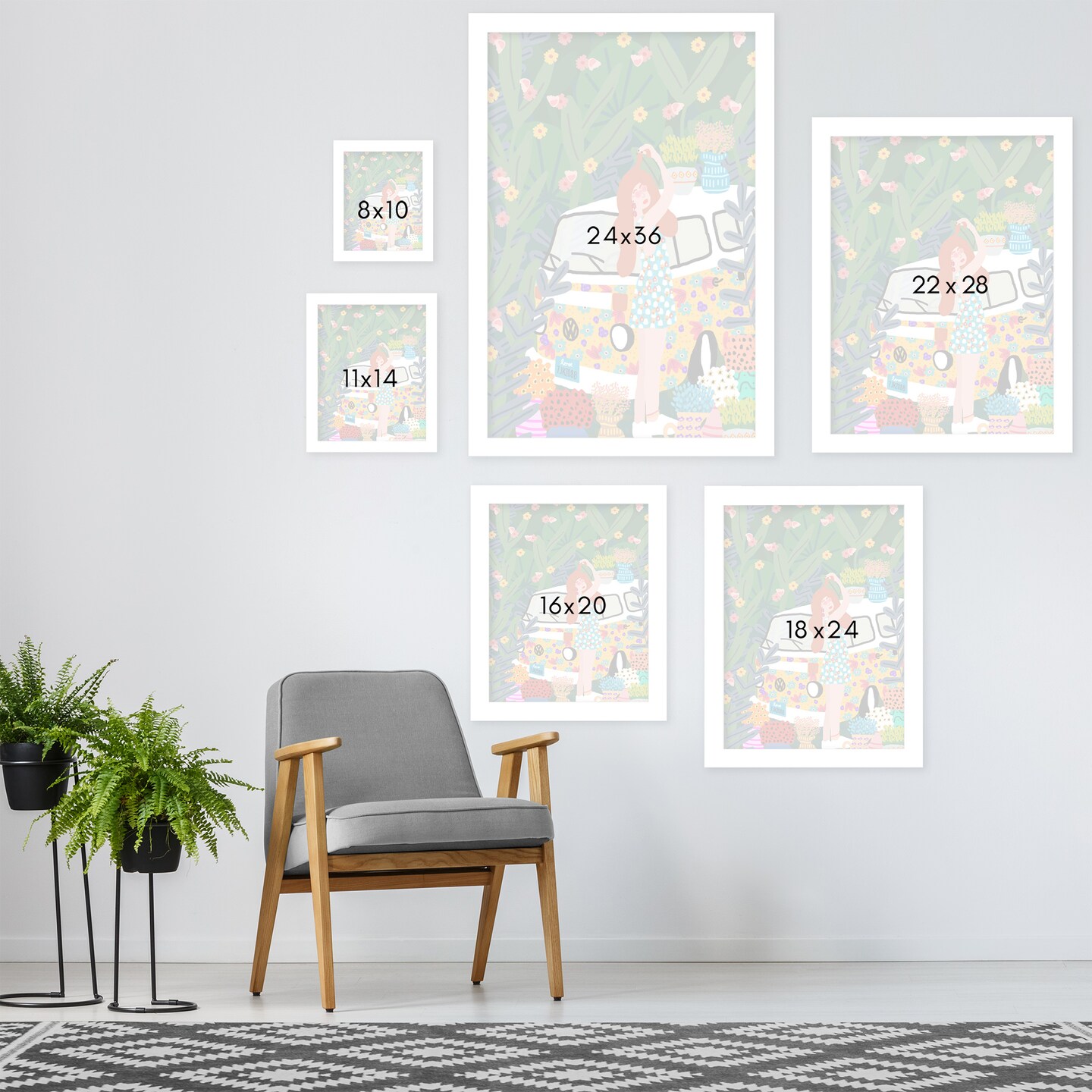 Flowers And A Kombi by Studio Grand-Pere Frame  - Americanflat