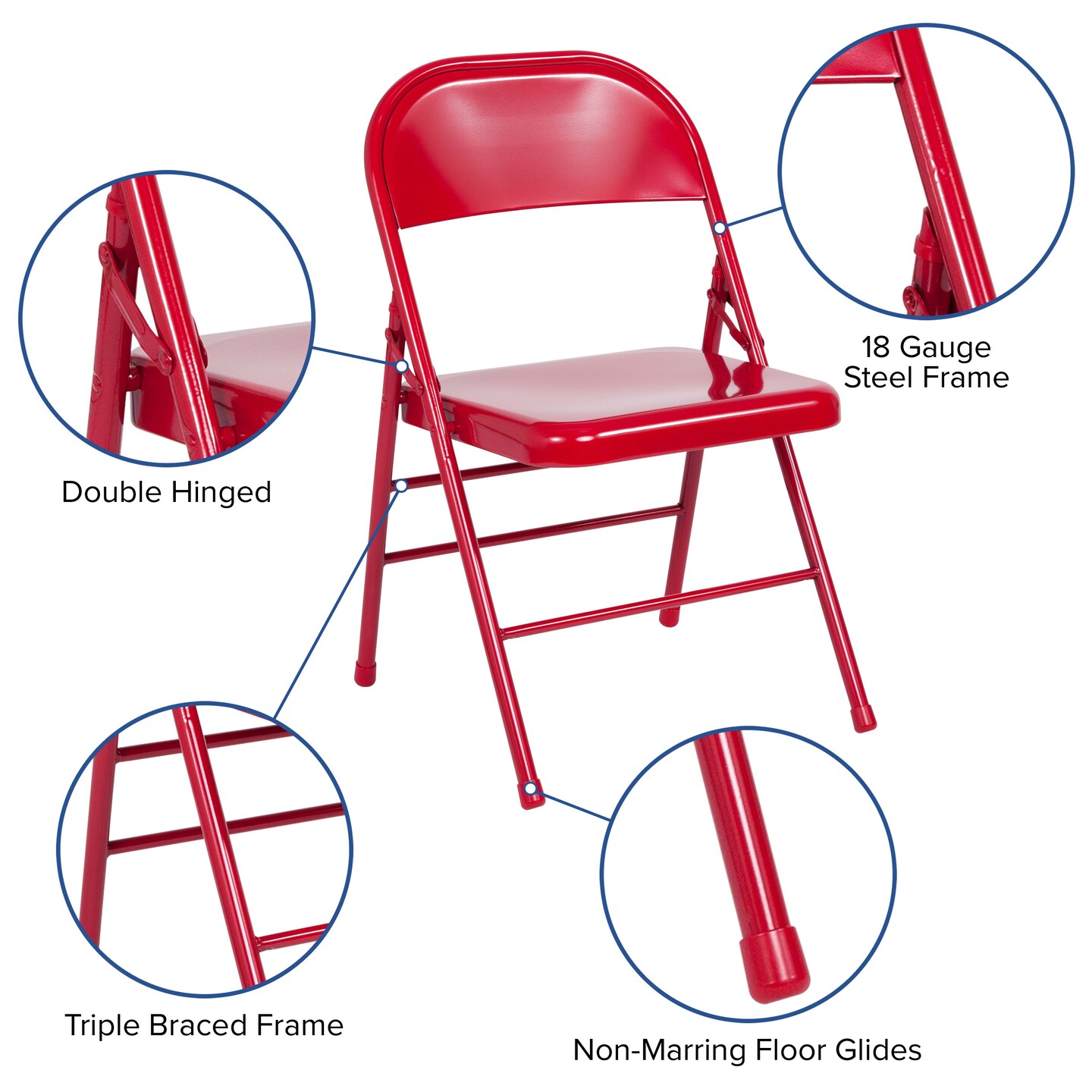 Emma and Oliver 2 Pack Home &#x26; Office Portable Party Events Steel Metal Folding Chair