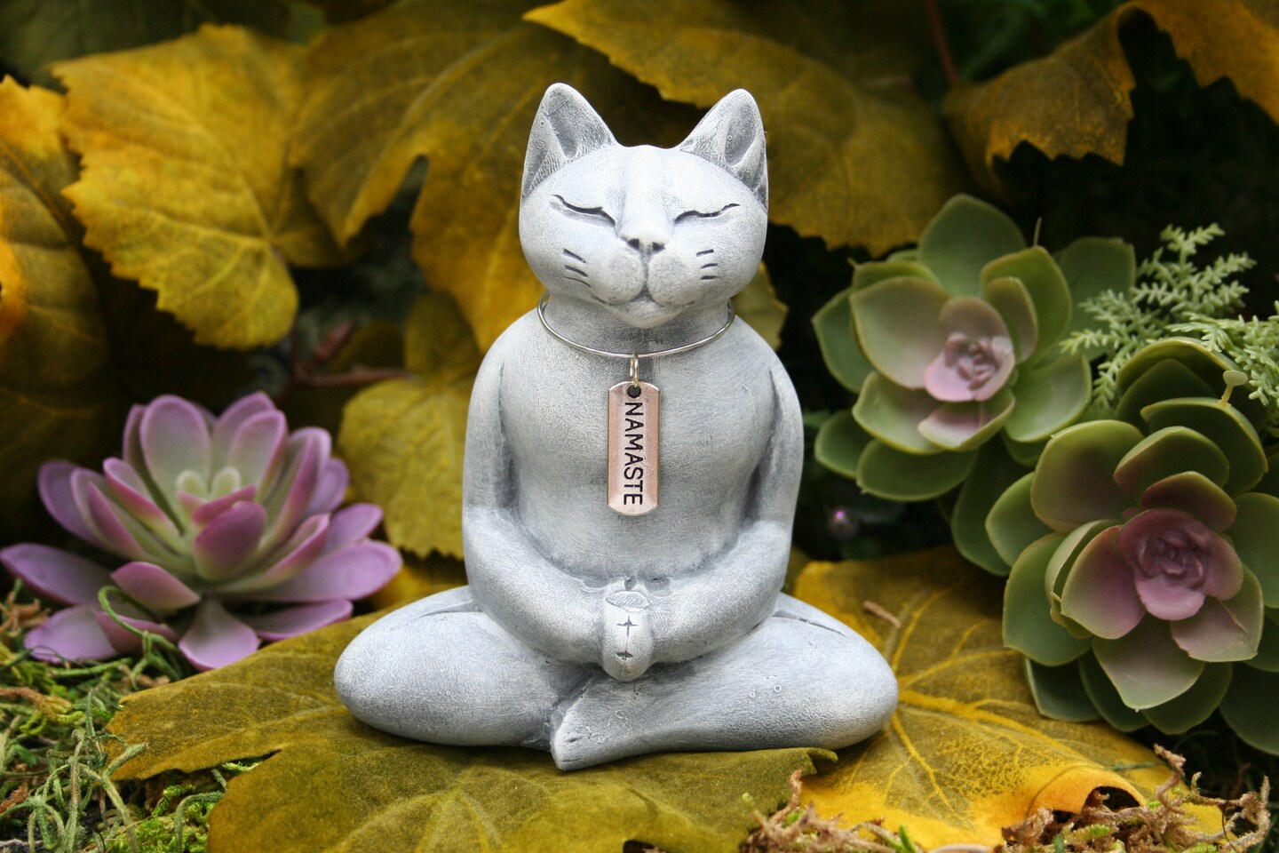 Buddha Cat Statue, Meditating Cat, White Concrete Buddhism Cat Buddha Figure, Cement Garden Decor, Garden Statues, Zen Home And outlet Garden,