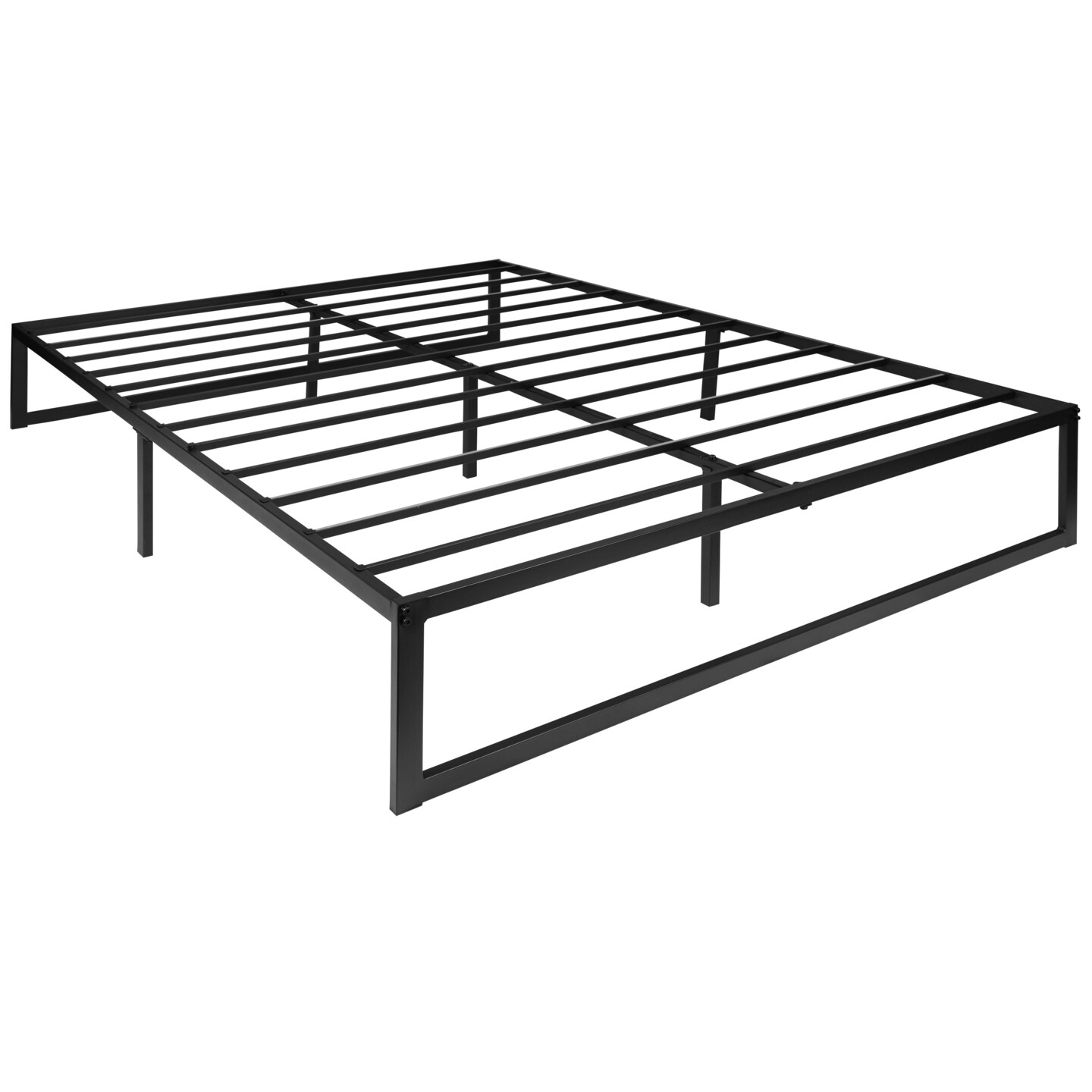 Emma and Oliver 14&#x22; Metal Platform Bed with Steel Slat Support and 12.5&#x22; of Underbed Storage - No Box Spring or Foundation Required