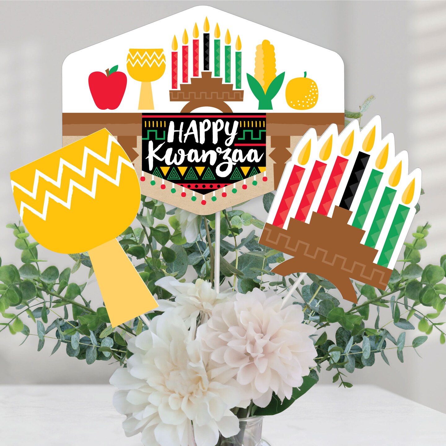 Big Dot of Happiness Happy Kwanzaa - Party Centerpiece Sticks - Table Toppers - Set of 15
