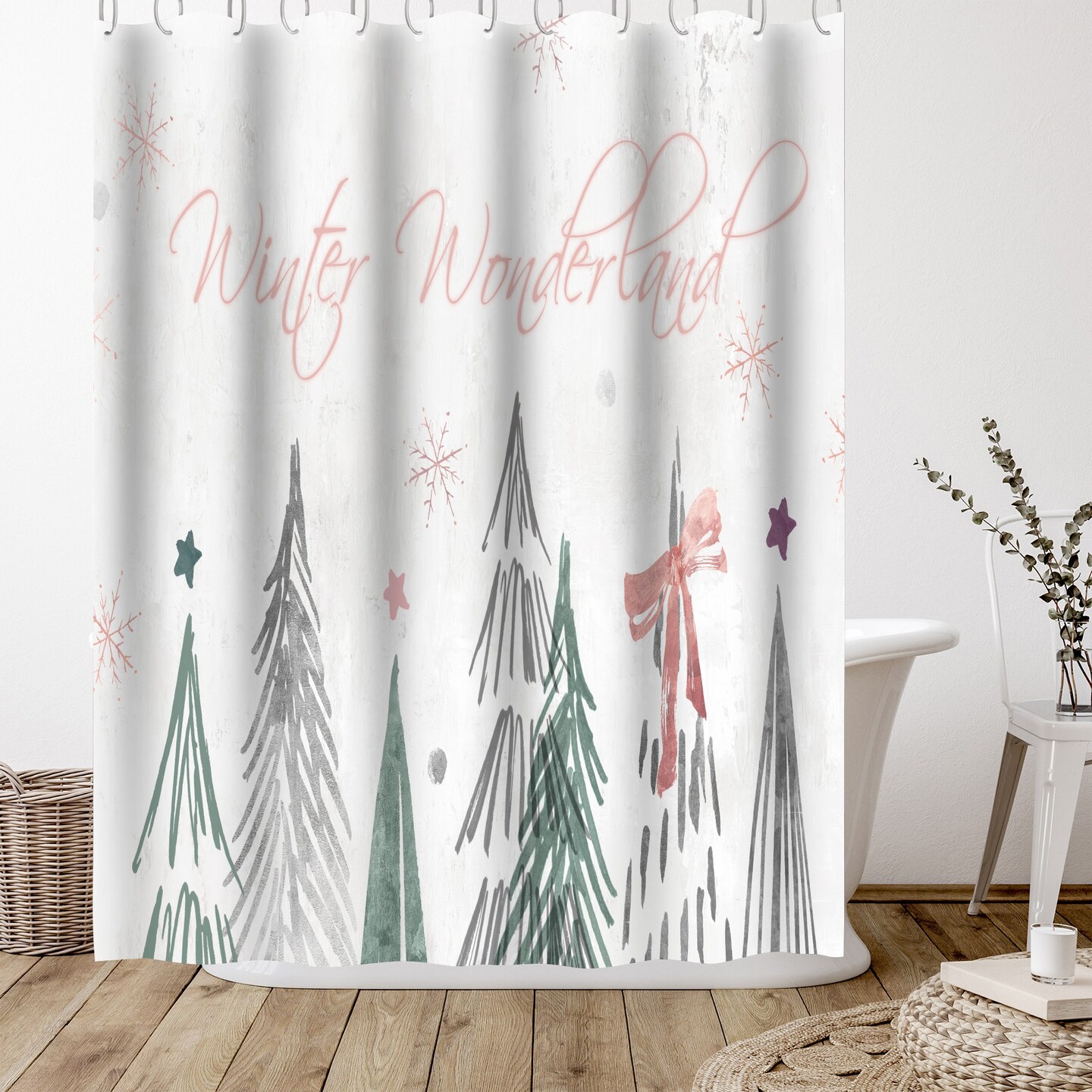 Walking In A Winter Wonderland by PI Creative Art Shower Curtain 71&#x22; x 74&#x22;