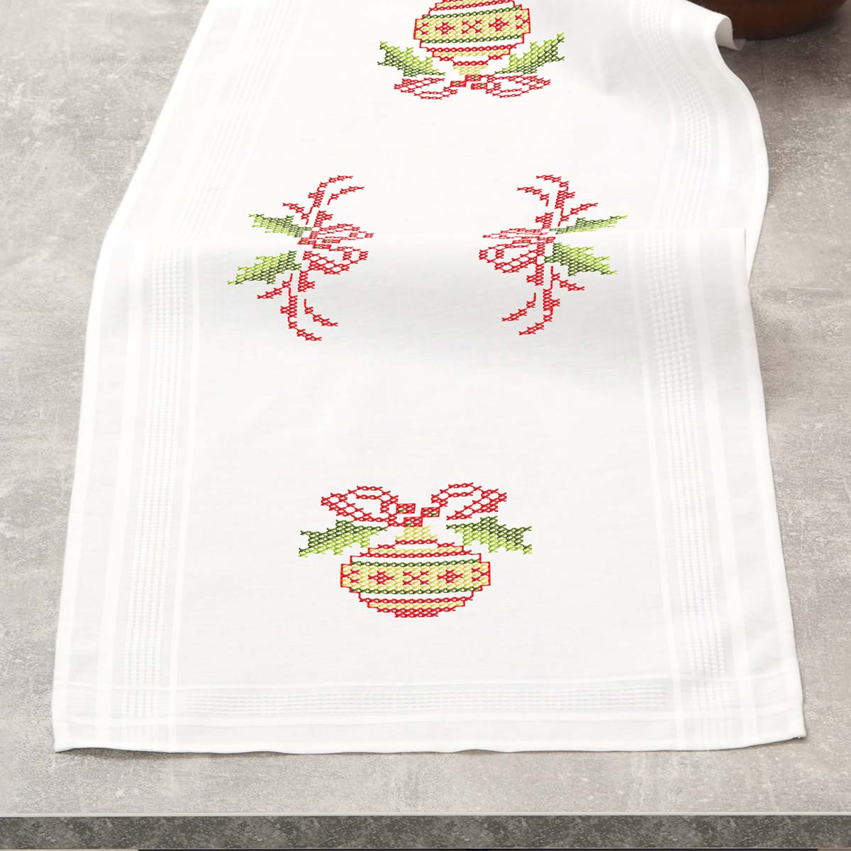 Nob Hill  Ornaments Table Runner Stamped Cross-Stitch Kit