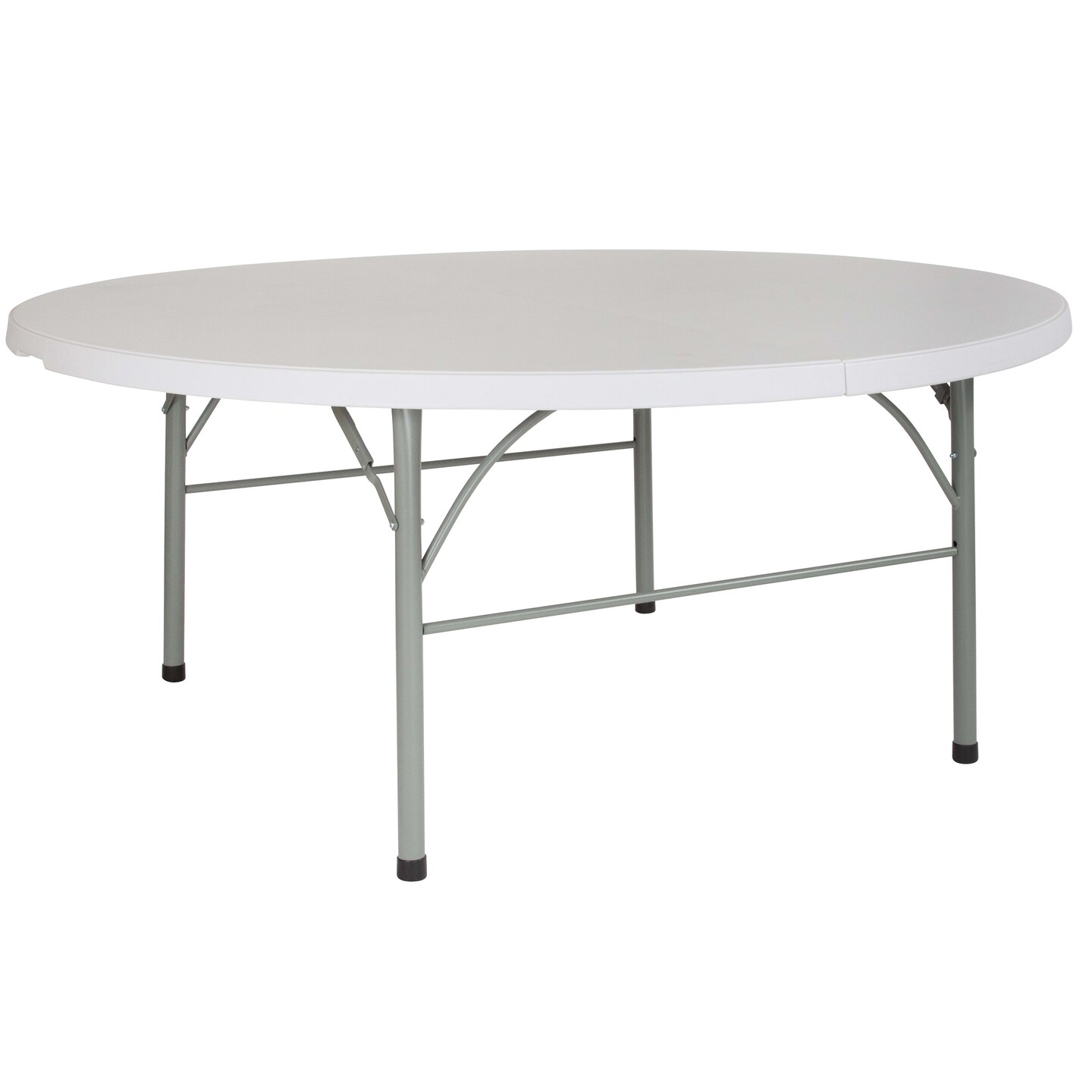 Emma and Oliver 6-Foot Round Bi-Fold Plastic Banquet and Event Folding Table with Carrying Handle