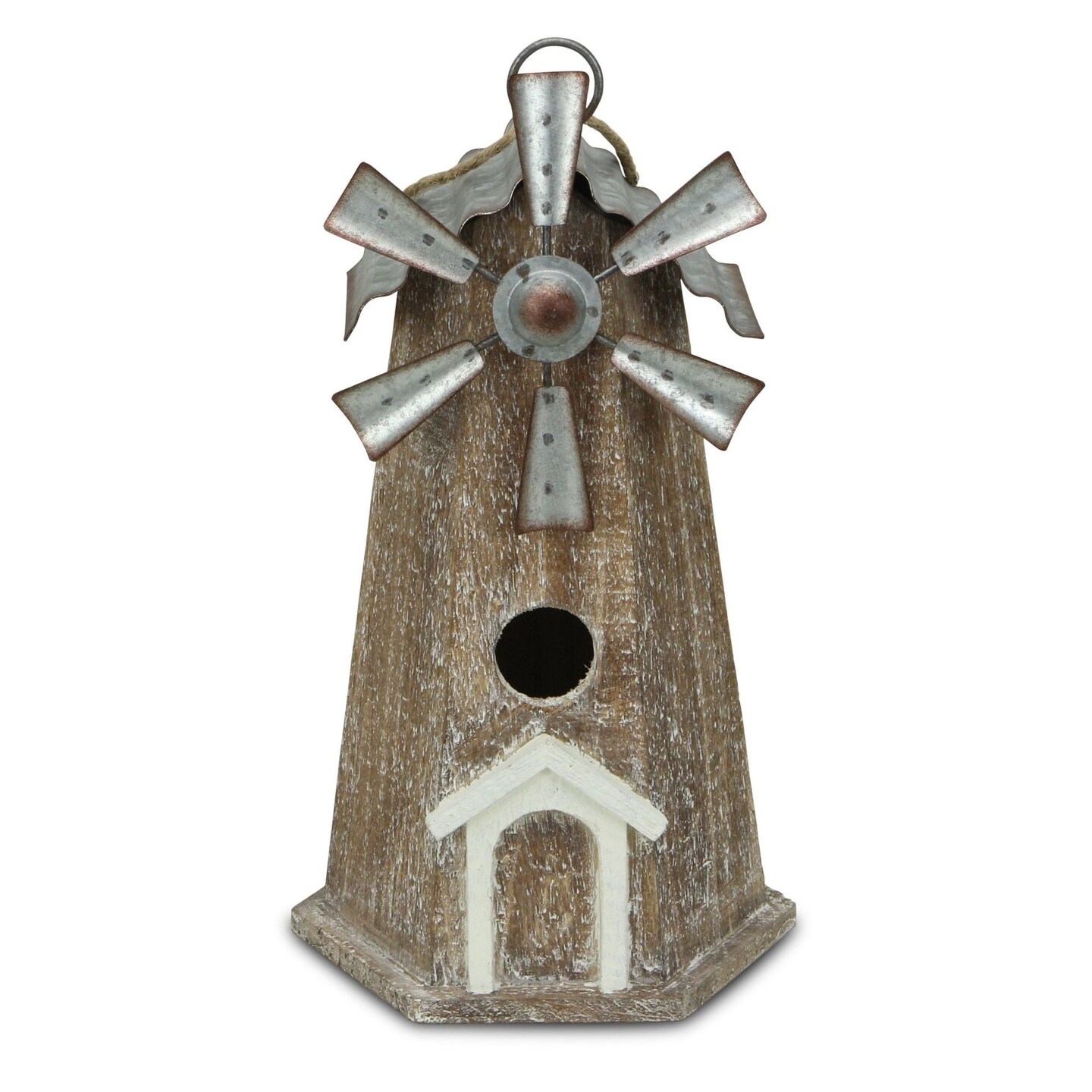 Contemporary Home Living 11.75&#x22; Brown and Gray Windmill Birdhouse Tabletop Decoration