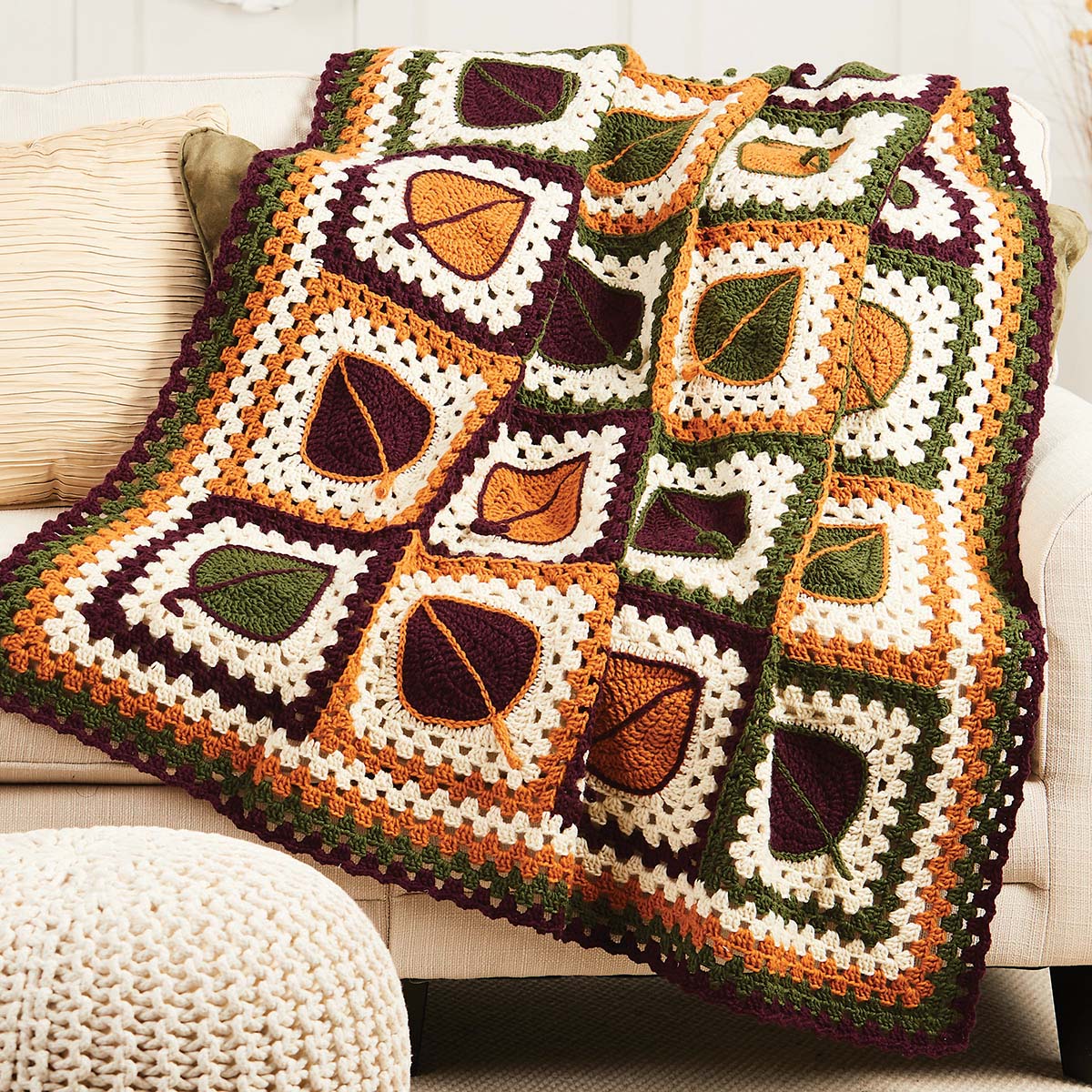 Herrschners Autumn Squares Afghan Crochet Kit Michaels