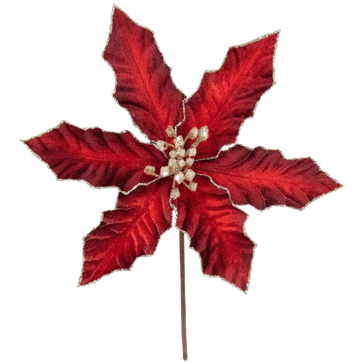 Northlight 8" Glittered Burgundy Velvet Poinsettia Floral Christmas Pick Spray