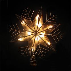 KSA 10&#x22; Lighted Capiz Star with Silver Snow Flake Christmas Tree Topper - Clear Lights