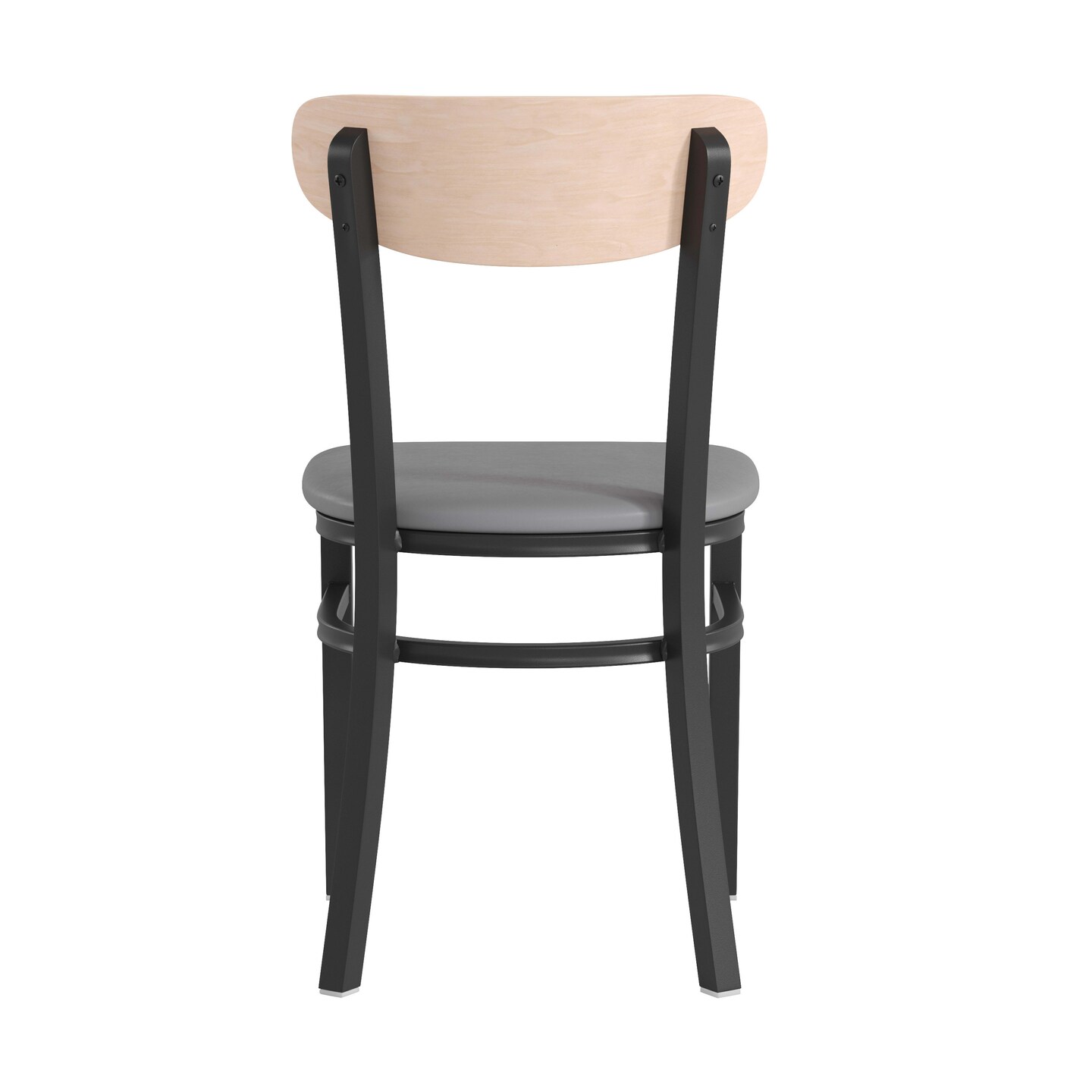Emma and Oliver Yara Industrial Dining Chair with Rolled Steel Frame and Solid Wood Seat - 500 lbs. Static Weight Capacity