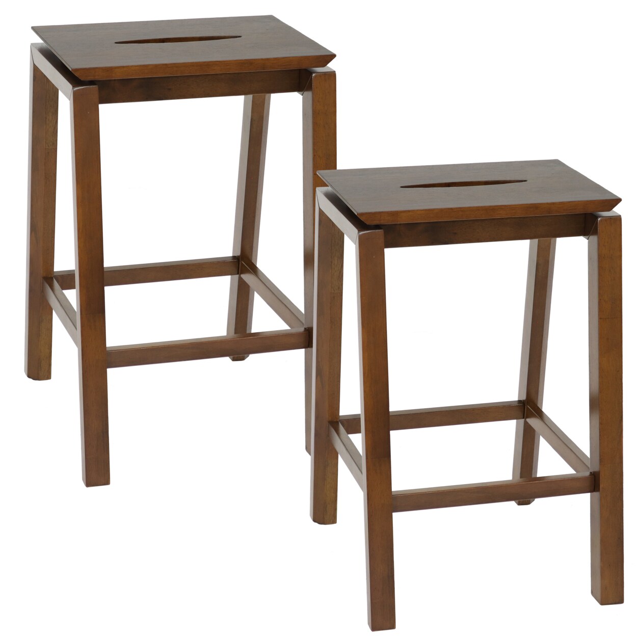 Sunnydaze Modern Wooden Counter-Height Stools - Dark Walnut - Set Of 2