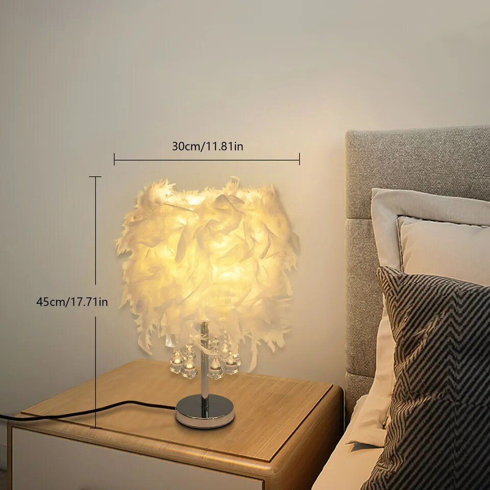 Bedside Lamp Modern Feather Desk Night Light Table Lamp For Bedroom Decor 110V
