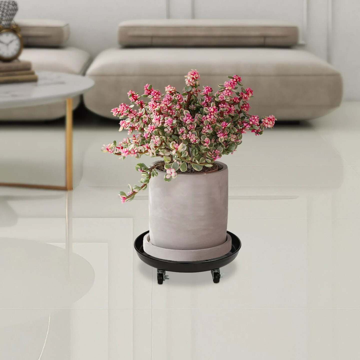 16&#x22; 3pcs Plant Stand Flower Tray Shelf Planter Cart Trolley with Lockable Wheels