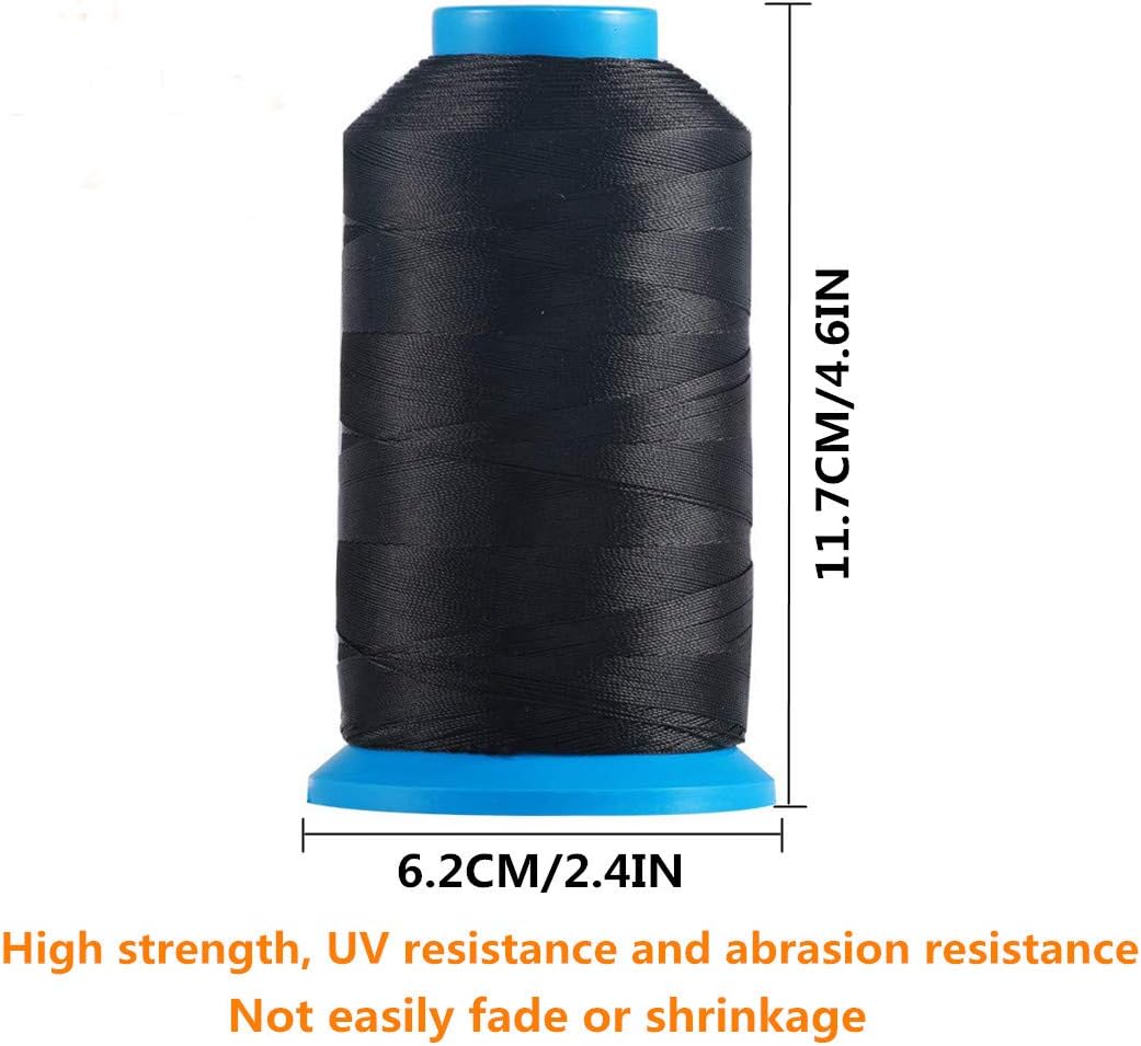 Bonded Nylon Sewing Thread 1500 Yard Size 69 T70 210D/3 for All Embroidery Machines Leather Bag Shoes Canvas Color Black