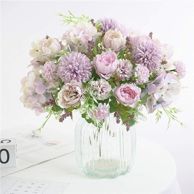 Artificial Peony and Hydrangea Bouquet &#x2013; Faux Flowers for Wedding and Table Decor