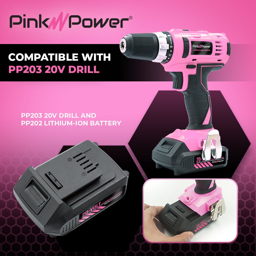 Pink Power 20V Lithium Ion Replacement Battery