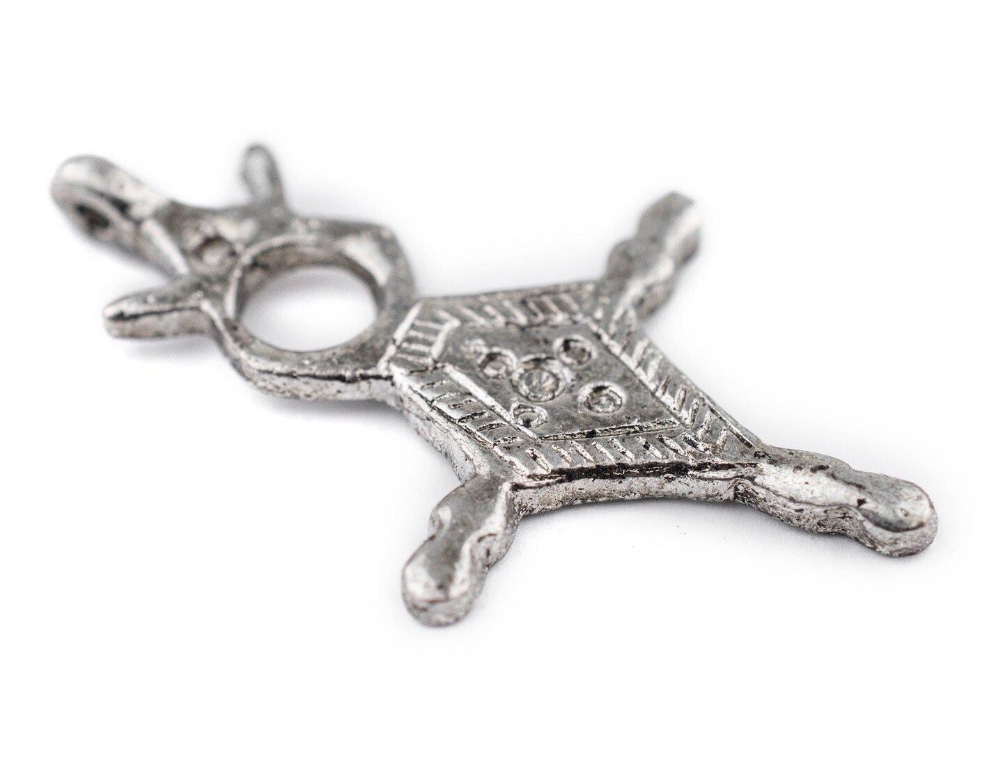TheBeadChest Chalwa Silver Moroccan Tuareg Cross Pendant (28x46mm): North African Tribal Berber Moroccan Sahara Pendant for Jewelry