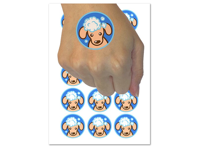 Dog Wash Bubble Bath Temporary Tattoo Water Resistant Fake Body Art Set Collection (1 Sheet)